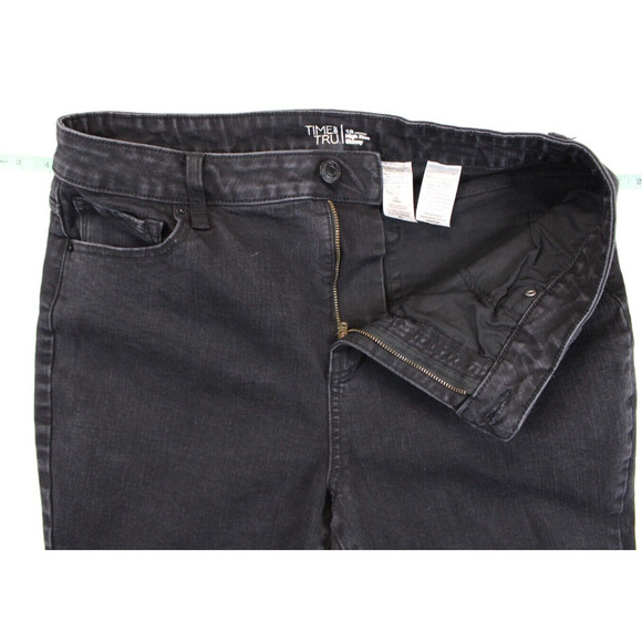 Time and Tru High Rise Skinny Denim Pants Women 18 Petite Black Stretch Jeans - Picture 9 of 11
